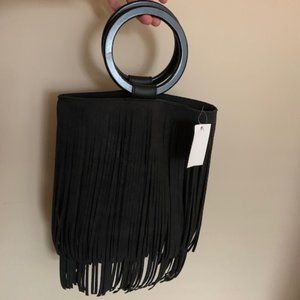 NWOT Vegan Suede Fringe Purse Handbag Shoulder Strap